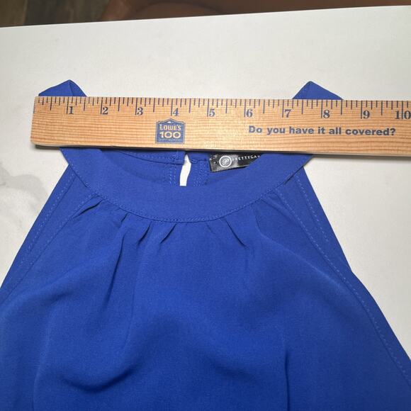 PRETTY GARDEN Royal Blue Maxi Dress Casual Halter Neck Pleated Size Small NWOT - Picture 3 of 12